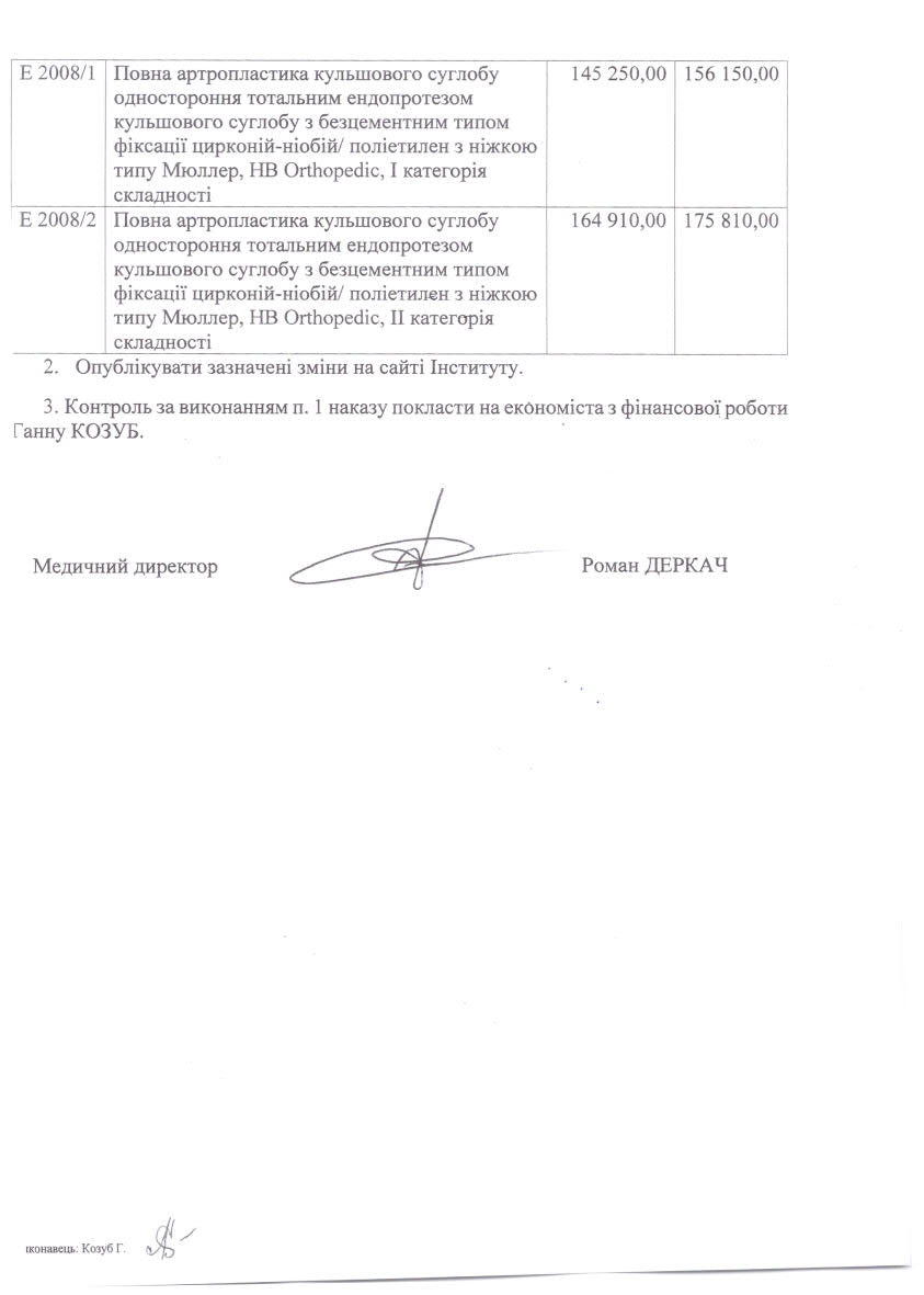 Наказ №86/од від 24.07.2026 Щодо внесення змін до Переліку платних послуг з надання медичної допомоги ДУ «НІТО НАМН України».